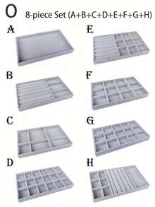 Fashion Ring Box Stud Earrings Ornament Storage Box Without Lid Dust, Simple Jewelry Display Storage Tray For Home, Gift For Valentine's Day - Grey - View 17