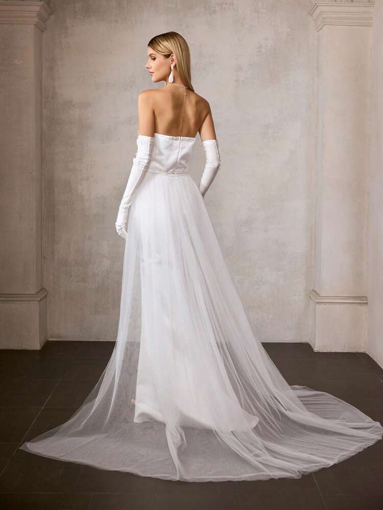 MOTF Soiréza WOMEN'S STRAPLESS CONTOURED MERMAID GOWN WITH RUCHED FLORAL BODICE – IDEAL FOR WEDDINGS, GALA DINNERS, AWARD CEREMONIES & FORMAL RECEPTIONS