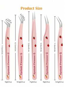 5件套/1件专业睫毛嫁接镊子套装，包含精准羽毛尖镊子、直型和弯型睫毛夹镊子、圆头羽毛镊子，适合初学者和专业美睫师使用，完美适用于嫁接睫毛和修眉，手工制作，工艺精湛，是送给女性的理想礼物，也适用于美容行业、圣诞节、万圣节、节日、返校季等场合，是化妆必备佳品。 - 粉色 - 查看 2