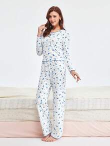 Bonmuse A Two Pieces Set Of Sexy, Casual And Fashionable Long-Sleeved And Long-Sleeved Pajamas For Autumn And Winter, Bowknot Pajamas, Loose And Casual Women's Home Wear, Comfortable And Romantic Night, Selected Gifts - Multicolor - View 3