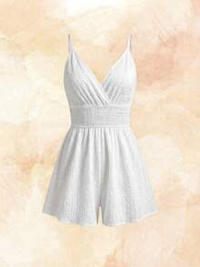 Breezaya Surplice Neck Cami Romper - White - View 7