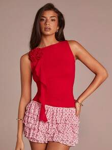 Athîral Short mini femme à pois en patchwork de maille - Rose bonbon - Voir 3