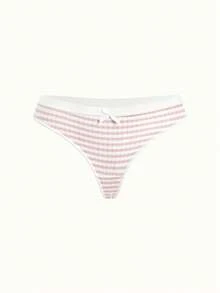 Bonmuse 3条/包 女士随机颜色印花蝴蝶结可爱甜美丁字裤，柔软舒适女士内裤 - 彩色 - 查看 10