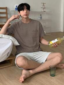 DAZY Men's Striped Short Sleeve T-Shirt And Shorts Pajama Set, Summer - Multicolor - View 1