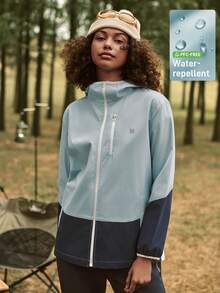 SHEIN In My Nature 女士撞色连帽户外防风夹克 - 藍色 - 查看 3