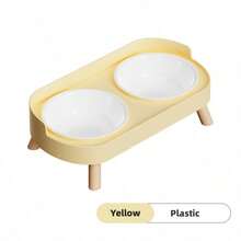 带支架的加高不锈钢/塑料宠物碗套装，双碗设计，适用于小型犬和猫，带防溅罩 - 宠物喂食器 - 350*2 - 查看 13