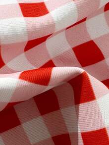 Swim Mod Conjunto de bikini de 2 piezas con estampado aleatorio de triángulo para mujer, para vacaciones en la playa, traje de baño casual de primavera/verano 2026 - Rojo y blanco - Ver 8