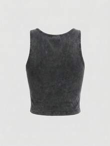 ROMWE Grunge Punk 朋克铆钉腰带，星形音乐节朋克宝贝印花女式背心 - 黑色 - 查看 2