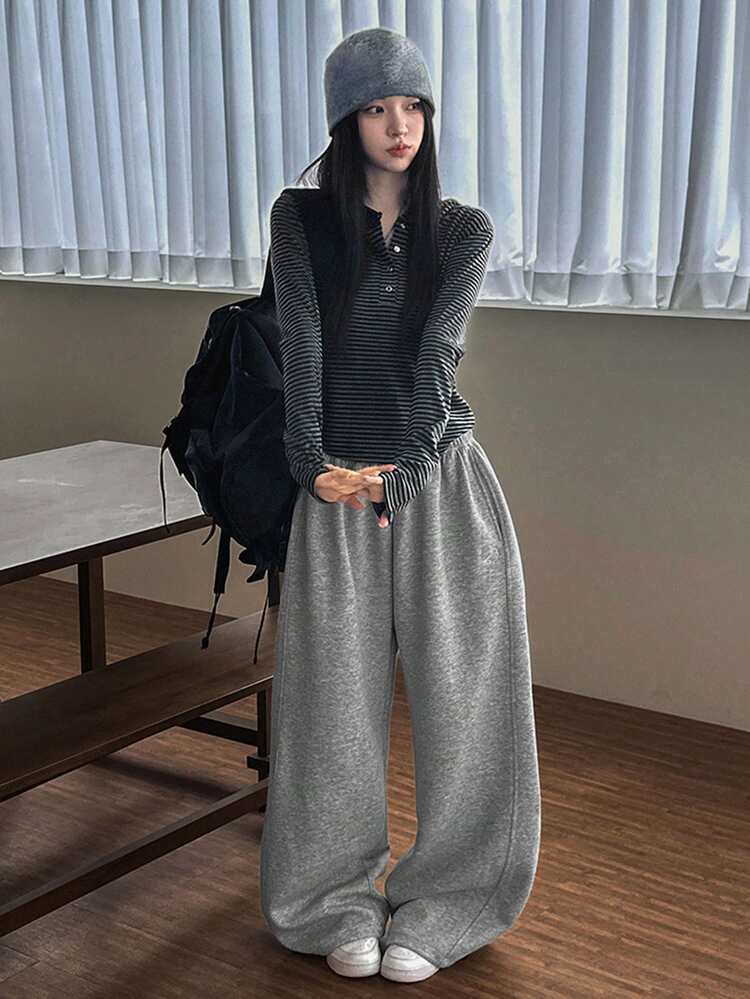 Women's Retro Minimalist Striped Slim Fit Hoodie T-Shirt, Versatile Design Long Sleeve