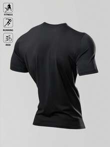 Manfinity Acti Log Men's Casual Sports Henley Shirt With Button Front - Black - View 2