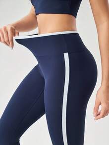 OutZeal Quần legging thể thao nữ, thích hợp cho tập gym, pilates, có chức năng định hình vòng ba, nhanh khô, thiết kế phối màu độc đáo, có túi. - Màu xanh hải quân - Xem 10