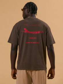 Musero Męska luźna koszulka z krótkim rękawem i nadrukiem graficznym Wiosna Lato Wakacje Wakacje Plaża Przy basenie - Kawowy brązowy - Zobacz 1