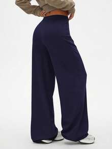 Dewbera Women's Loose Fit Casual Sports Pants, Suitable For Outdoor, Running Wide Leg Sweatpants Wide Leg Yoga Pant Navy Blue Pants Loose Pants Wide Leg Leggings - Navy Blue - View 6