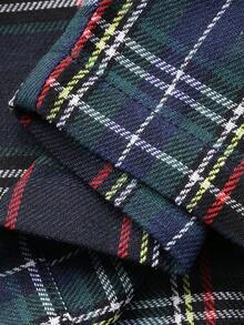 Dazy Plus 加大码女式格子彼得潘领喇叭袖上衣和裤子圣诞新年睡衣套装，红色，春秋季 - 藏蓝色 - 查看 3