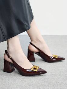 CUCCOO BIZCHIC Sepatu Hak Tebal Klasik Wanita Warna Burgundy, Serbaguna untuk Beraktivitas, Kencan, Pesta, Liburan, Pernikahan, Natal, Hari Valentine, dan Musim Semi. - Rust Brown - View 7