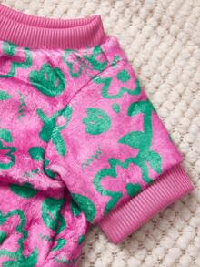 PETSIN 1 Printed Four Leaf Clover Flannel Sweatshirt, Thick And Warm For Pets In Autumn And Winter, Rose Red - Hot Pink - View 8