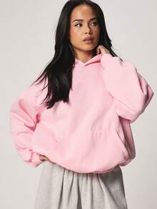 MISSGUIDED Women Oversized Pink Hoodie With Hot Girls Club Cherry Print Back Graphic Long Sleeve Drawstring Pullover Sweatshirt For Casual Fall Winter - Pink - View 2