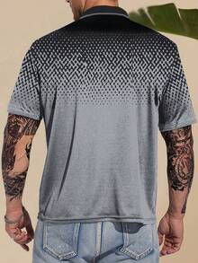Manfinity Homme Men Plus Geo Print Polo Shirt - Grey - View 2