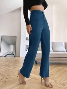Siren Gaze Solid High Rise Tailored Pants In Fall/Winter - Blue - View 4