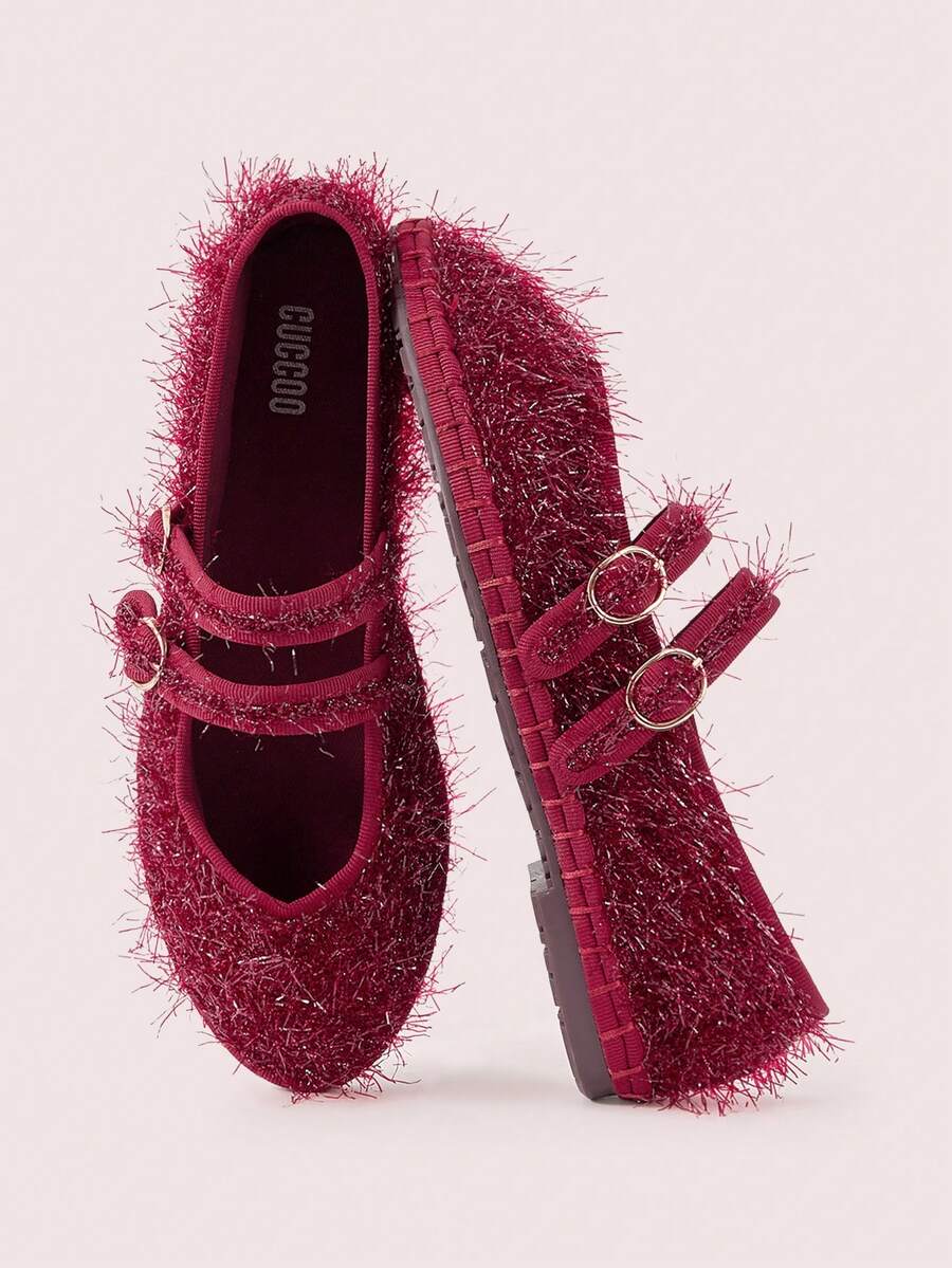 CUCCOO DOLLMOD Giày bệt Mary Jane cổ điển thoải mái dành cho nữ, màu đỏ tía, sáng bóng, thanh lịch cho Giáng sinh, tiệc Lễ Tạ ơn - Màu Đỏ Sâu - Xem 1