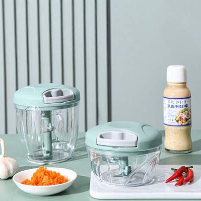 Large-Capacity Kitchen Pull Cord Vegetable Chopper, Convenient Garlic Grinder, Chili And Fruit Puree Maker For Mashing Garlic