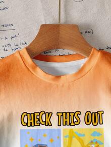 Blippi X SHEIN Young Boy Summer Cartoon Car Ombre Print Round Neck Short Sleeve T-Shirt - White - View 5