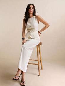 Poéselle 女士休闲牛仔背心和迷你裙套装 - 白色 - 查看 8