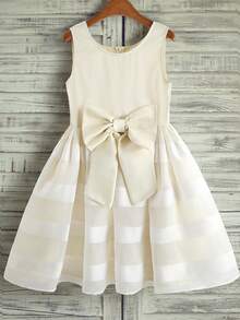 SHEIN Đầm không tay cổ tròn thanh lịch, thời trang dành cho bé gái tuổi teen - trắng - Xem 6