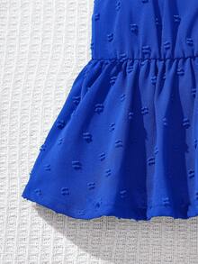 SHEIN LMoss Kids 女婴夏季可爱纯色吊带背心和松紧腰裤套装 - 藍色 - 查看 5
