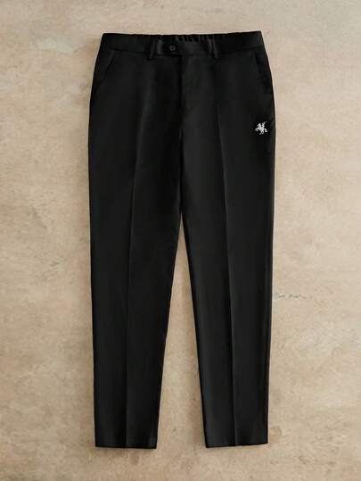 Manfinity VCAY Pantalon décontracté pour hommes à taille élastique, fente avant et poches, pièce essentielle de la garde-robe décontractée, style de base polyvalent, élément à associer, style décontracté polyvalent, indispensable de la garde-robe d'été, idées de tenues décontractées, look décontracté, pantalon long décontracté pour hommes, pantalon habillé noir pour hommes, pantalon noir pour hommes, pantalon de travail noir, pantalon homme à la mode Y2K