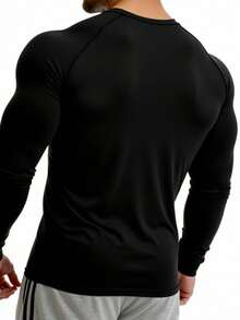 Manfinity Sport PWRUP Men's Bull Print Raglan Long Sleeve Casual Fitness Workout T-Shirt Gym Men Shirt Gym Tops Athletic Compression Long Sleeve Gym Tops Long Sleeve - Black - View 2