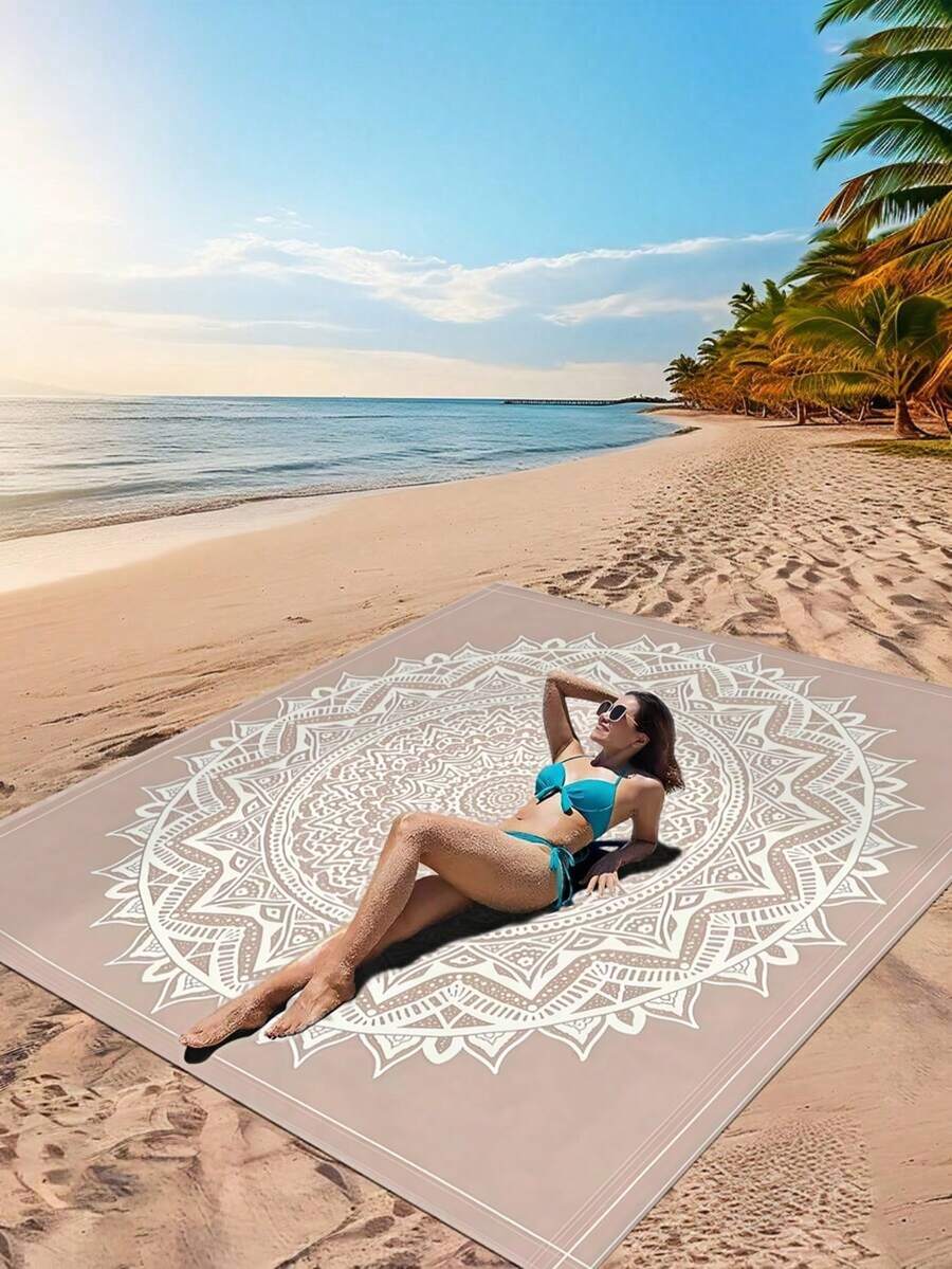 1 PIEZA Nuevo Mantel de picnic grande, impermeable y a prueba de arena, con estampado digital de moda y patrón fresco, suave, ligero y de secado rápido, portátil para camping, picnic, parque, playa, fiesta de verano, primavera y actividades al aire libre - Multicolor - Ver 1