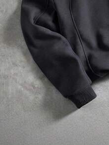 PAVTROS 男士休闲双帽拼接连帽衫，街头风，宽松版型，印花图案，情侣装，朋友装，表达爱意，街头风格，情侣款，结构设计，刺绣图案，双层帽子 - 深灰色 - 查看 5