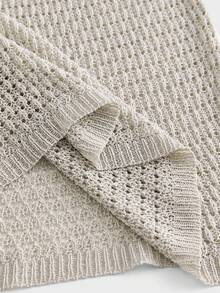 ESTAVOR 男士新款动物刺绣圆领镂空针织背心 - 杏色 - 查看 6