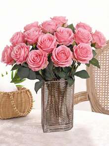 3 pièces/6 pièces Roses artificielles flamboyantes, fleurs de simulation, roses, décoration de la fête des mères, décoration de la saison des mariages, décoration de la saison des remises de diplômes, décoration de dîner aux chandelles, décoration de dortoir scolaire et de bureau, décoration de fête extérieure, fête d'anniversaire, décoration d'entrée de maison, d'hôtel, de restaurant, de salon, de chambre, de banquet de mariage, de cuisine, de jardin, décoration pour toutes les saisons - Multicolore - Voir 8