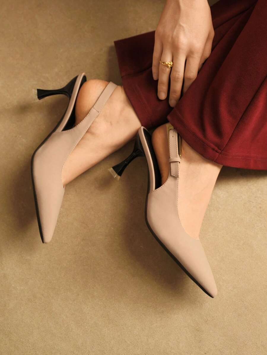 Rosivie 女士尖头搭扣设计时尚高跟鞋，适合日常穿着 - 嫩粉紅色 - 查看 1