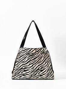 Maija Ladies, Women Shoulder Bag, Hobo Bag, Cow Print, Animal Print, Fashionable, Elegant, Simple, Personalized, Versatile, Classic, For Commute, Office, Date, Daily, Shopping, Afternoon Tea - Black - View 2
