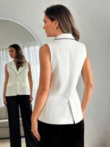 EURMUSE Women Pearl Detailed Lightweight Blazer Jackets - White - View 2