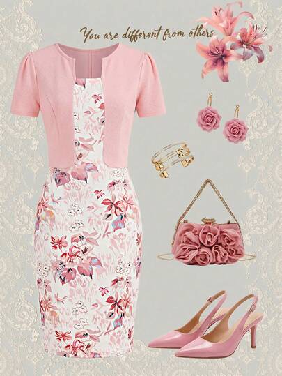 Ellevyn Women's Elegant Floral Print Patchwork 2 In 1 Dress, Summer ,Summer Dress,Spring Dresses For Women