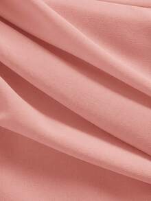 SHEIN MOD Đầm không tay dáng rộng cho nữ, có bèo nhún, trang trí ngực, cài nút, vạt chéo, thích hợp cho sinh nhật, đám cưới. - Hồng - Xem 4