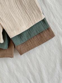 Loomiva 3件套男婴弹力腰裤，带装饰丝带，舒适百搭套装 - 綠色 - 查看 3