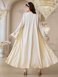 Al Najma Nueva chaqueta tipo cárdigan elegante, suelta y versátil con bordado de lentejuelas y vibra romántica para fiestas, banquetes y vacaciones - Albaricoque - Ver 5