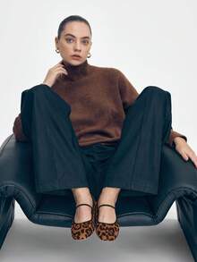 Mnmlis Bailarinas de estampado de leopardo versátiles y casuales para uso diario - Marrón - Ver 1