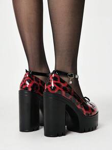 ROMWE Grunge Punk Giày cao gót nữ - Đỏ - Xem 5