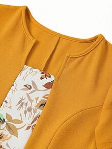 Ellevyn Vestido ajustado de verano con estampado floral y mangas de globo, con diseño 2 en 1 - Amarillo - Ver 6