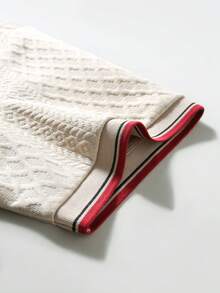 EGENSIO 男士纯色纹理平针织杏色 Polo 衫 - 杏色 - 查看 4