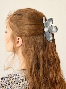 MOTF PREMIUM FASHIONABLE FLOWER & FAUX PEARL HAIR CLAW CLAW CLIPS HAIR CLIPS HAIR JAW CLIP HAIR CLAMPS HAIR CLUTCH HAIR CATCHER CLIP - Royal Blue - View 7