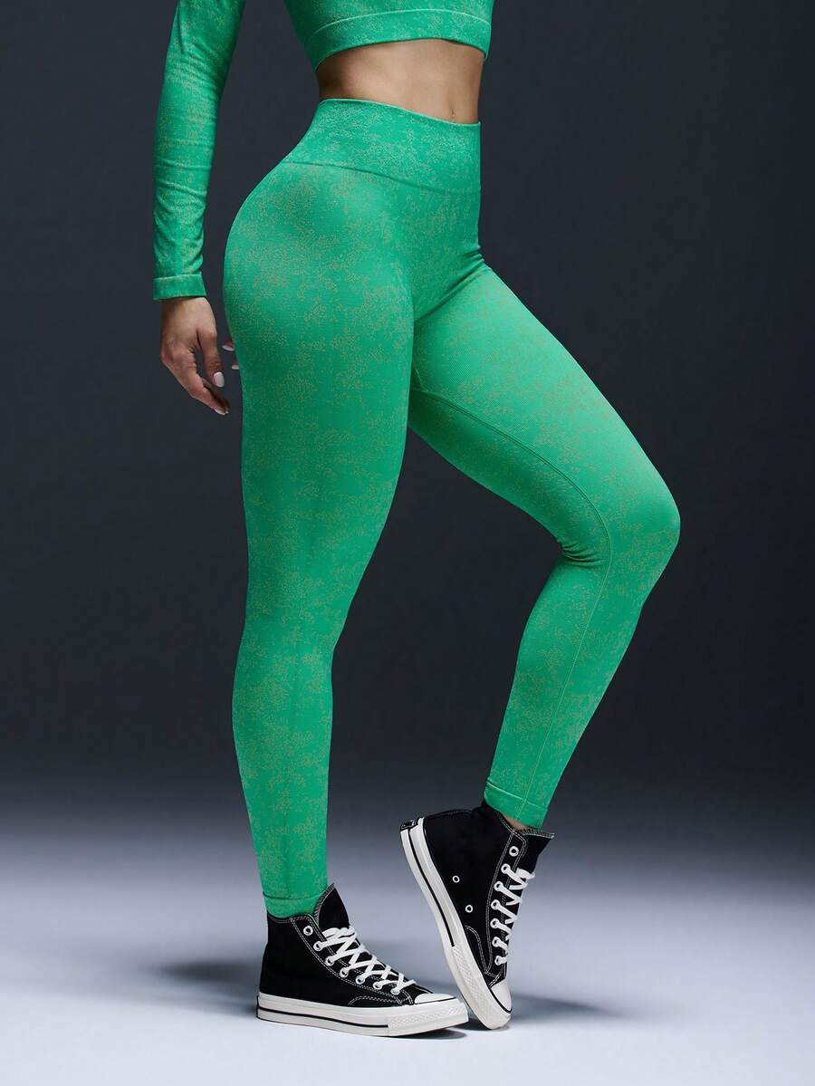 Powerista Women's Elastic Waist Everyday Fitness Leggings - Green - View 1