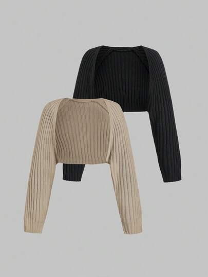 SHEIN PETITE Cárdigan casual de manga larga y unicolor para mujer