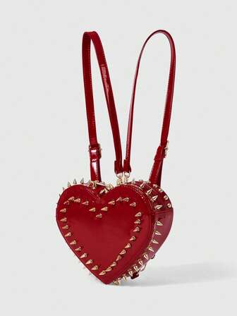 Grunge Punk Mochila con remaches de estilo preppy y punk Y2K linda para mujer, mochila escolar